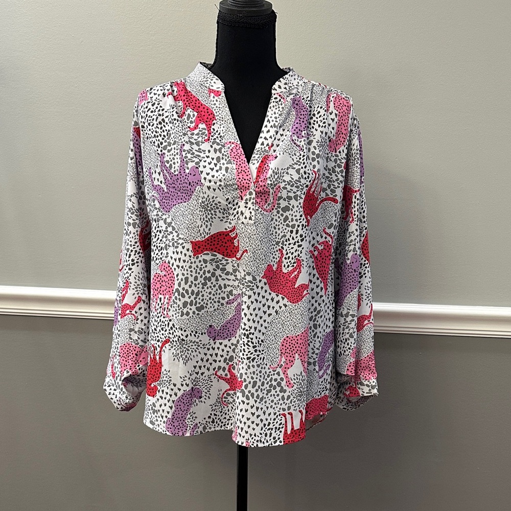 ODDY Red and Purple Patterned Blouse